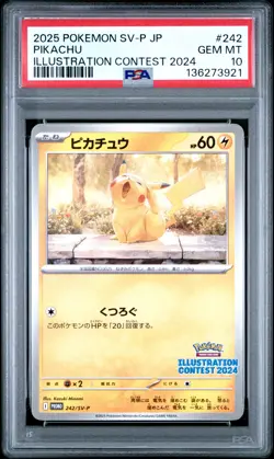2025 POKEMON JPN SV-P PROMO ILLUSTRATION CONTEST 2024 #242 PIKACHU PSA 10 - Image 1