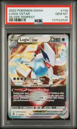 2022 POKEMON SWORD & SHIELD SILVER TEMPEST #139 LUGIA VSTAR PSA 10 - Image 1