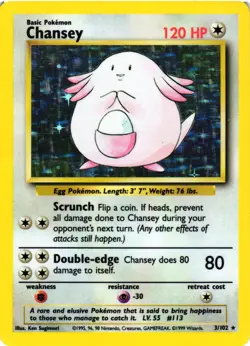 Pokemon TCG Chansey Base Set 3/102 Holo Unlimited Holo Rare DMG - Image 1