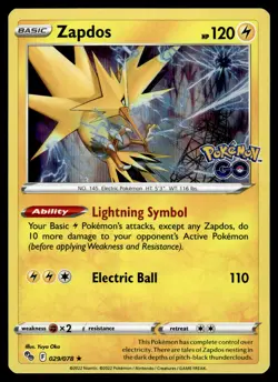 Zapdos Holo 029/078 Pokemon GO Pokemon - Image 1