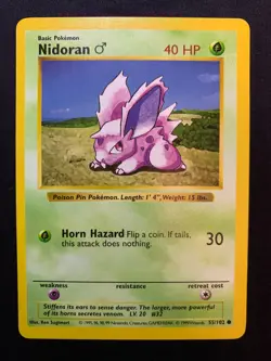 NIDORAN M (SHADOWLESS) - 055/102 - BASE SET - POKEMON CARD - LP - Image 1