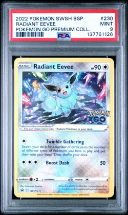 2022 POKEMON SWSH PREMIUM COLLECTION PROMO #230 RADIANT EEVEE PSA 9 - Image 1