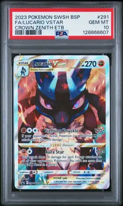 2023 POKEMON SWSH BLACK STAR PROMO #291 FULL ART/LUCARIO VSTAR PSA 10 - Image 1