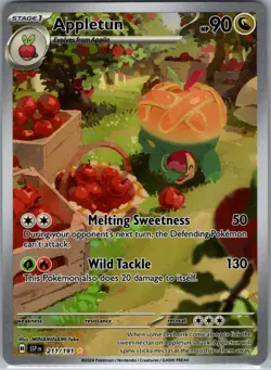 Pokemon Appletun 211/191 Sv08: Surging Sparks Illustration Rare Holo NM - Image 1