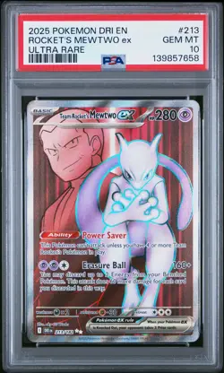 2025 POKEMON DRI EN-DESTINED RIVALS ULTRA RARE TEAM ROCKET'S MEWTWO EX PSA 10 - Image 1