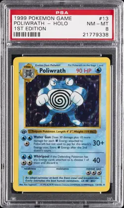 1999 POKEMON BASE SET 1ST EDITION #13 POLIWRATH-HOLO PSA 8 - Image 1