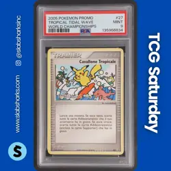 2005 POKEMON WORLD CHAMPIONSHIPS PROMO #027 TROPICAL TIDAL WAVE ITALIAN PSA 9 - Image 1