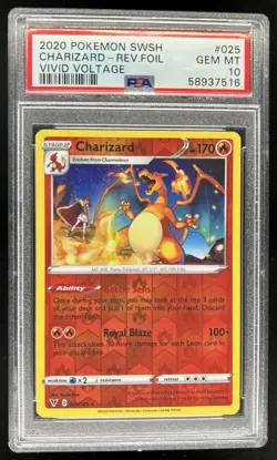 2020 Pokemon SWSH Vivid Voltage Charizard Reverse Holo #025/185 PSA 10 - Image 1