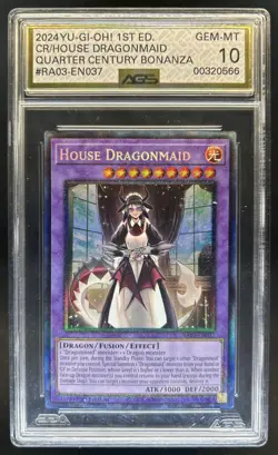 2024 Yu-Gi-Oh Quarter Century 1st House Dragonmaid Secret Rare RA03-EN037 AGS 10 - Image 1