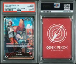 2025 ONE PIECE PROMOS PSA MAGAZINE EXCLUSIVE #001 SHANKS PSA 10 - Image 1