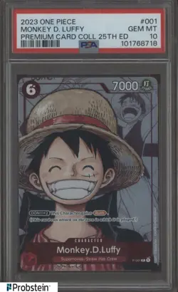 2023 One Piece Premium Card Coll 25th Ed #001 Monkey D. Luffy PSA 10 GEM MINT - Image 1