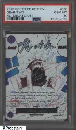 2025 One Piece OP11 Alternate Art #080 Gear Two Luffy PSA 10 GEM MINT - Image 1