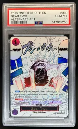 2025 One Piece Gear Two Rare Alt Art Alternative #OP11-080 PSA 10 - Image 1