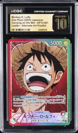 2025 ONE PIECE JPN CARRYING ON HIS WILL ALT ART MONKEY D LUFFY CGC 10 PRISTINE - Image 1