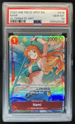 2022 One Piece OP01-Alternate Art #016 Nami Alpha Pre-Errata PSA 10 Gem Mint - Image 1