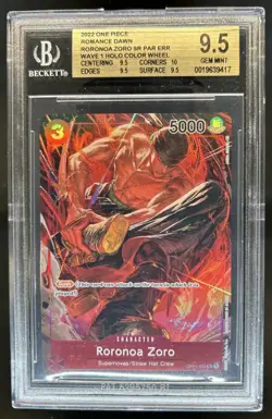2022 One Piece Roronoa Zoro Alt Art Error Wave 1 Holo Color Wheel OP01 BGS 9.5 - Image 1