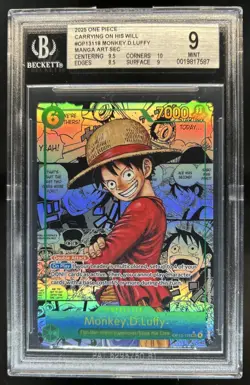 2025 One Piece Carrying On His Will Monkey D Luffy Manga Alt Art #OP13-118 BGS 9 - Image 1