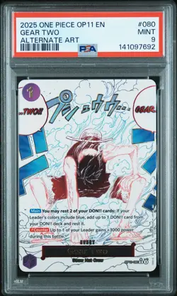2025 ONE PIECE OP11-A FIST OF DIVINE SPEED ALTERNATE ART #080 GEAR TWO PSA 9 - Image 1