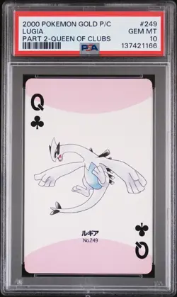 2000 POKEMON GOLD VERSION PART 2 PLAYING CARDS QUEEN OF CLUBS #249 LUGIA PSA 10 - Image 1