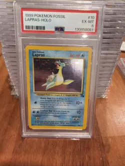 Pokemon TCG Lapras Fossil Holo Rare Card 10/62 PSA 6 - Image 1