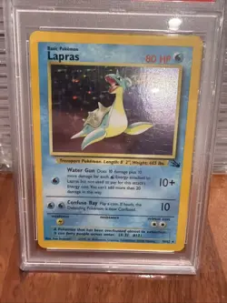 Pokemon TCG Lapras Fossil Holo Rare Card 10/62 PSA 6 - Image 2