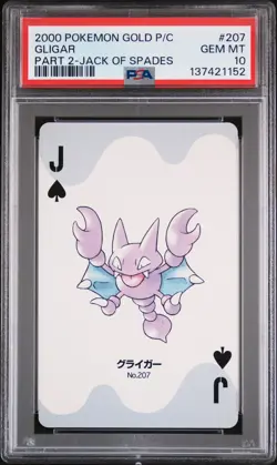 2000 POKEMON GOLD VERSION PART 2 PLAYING CARDS JACK OF SPADES #207 GLIGAR PSA 10 - Image 1