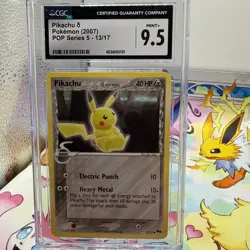 Pikachu Pop Series 5 Non Holo 13/17 Promo Common Pokemon Card 2007 CGC 9.5 - Image 1