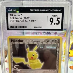 Pikachu Pop Series 5 Non Holo 13/17 Promo Common Pokemon Card 2007 CGC 9.5 - Image 2
