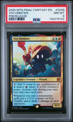 2025 MTG FINAL FANTASY PRERELEASE #0248 VIVI ORNITIER PSA 8 - Image 1