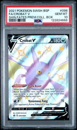 2021 POKEMON SWSH BLACK STAR PROMO #098 FULL ART/CROBAT V PSA 10 - Image 1