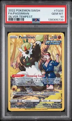 2022 POKEMON SWORD & SHIELD SILVER TEMPEST #TG08 FULL ART/PASSIMIAN PSA 10 - Image 1