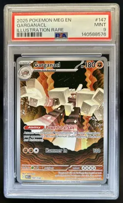 2025 Pokemon Mega Evolution Garganacl Illustration Rare #147/132 PSA 9 - Image 1