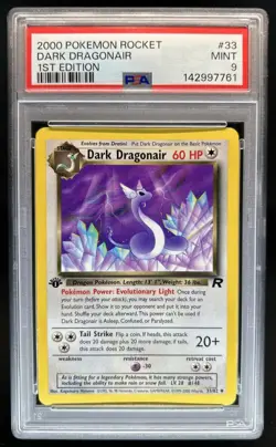 2000 Pokemon Team Rocket First Edition Dark Dragonair #33/82 PSA 9 - Image 1