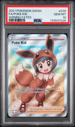 2021 POKEMON SWORD & SHIELD SHINING FATES #070 FULL ART/POKE KID PSA 10 - Image 1