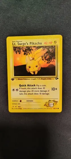 Pokemon Pikachu TCG Lt. Surge's 1st Edition Gym Challenge Card 84/132 - Image 1