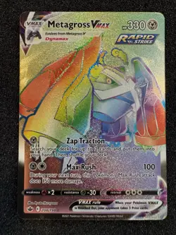 Metagross VMAX 208/198 Secret Rare Rainbow Holo Chilling Reign Pokemon Card NM - Image 1