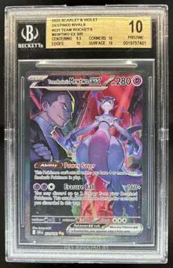 2025 Pokemon Destined Rivals Team Rocket's Mewtwo ex #231/182 BGS 10 - Image 1