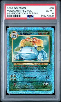 2002 POKEMON LEGENDARY #18 VENUSAUR-REVERSE FOIL PSA 6 - Image 1