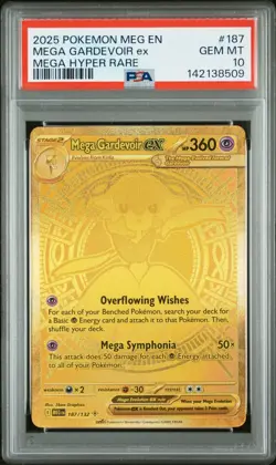 2025 Pokemon Mega Evolutions Mega Gardevoir EX Mega Hyper Rare #187 PSA 10 GEM - Image 1