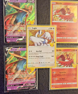 5x Pokemon TCG Celebrations Lot ( Holo Rare Zacian V Ho-oh & Lugia Stamped ) - Image 2