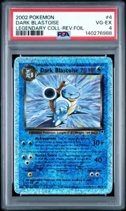 2002 POKEMON LEGENDARY COLL. #4 DARK BLASTOISE-REVERSE FOIL PSA 4 - Image 1