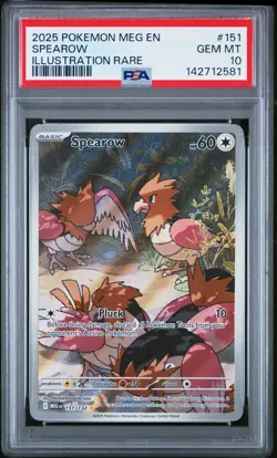 2025 POKEMON MEG EN-MEGA EVOLUTION ILLUSTRATION RARE #151 SPEAROW PSA 10 - Image 1