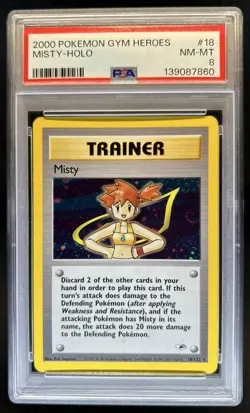 2000 Pokemon Gym Heroes Misty Holo Rare #18/132 PSA 8 - Image 1