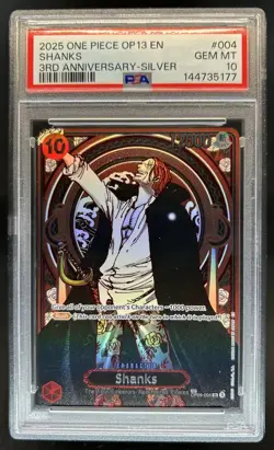 2025 One Piece 3rd Anniversary Carrying On Will Shanks Silver #OP09-004 PSA 10 - Image 1