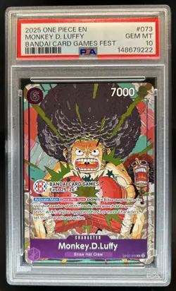 2025 One Piece Bandai Card Games Fest Monkey D Luffy #OP07-073 PSA 10 - Image 1