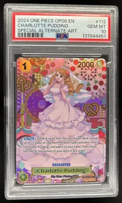 2024 One Piece OP08 Charlotte Pudding Special Alternate Art #OP08-112 PSA 10 - Image 1
