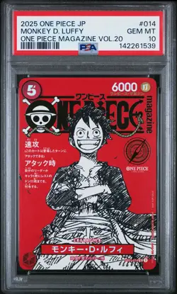 2025 ONE PIECE JPN PROMOS ONE PIECE MAGAZINE VOL.20 #014 MONKEY D. LUFFY PSA 10 - Image 1