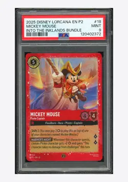 Disney Lorcana PSA 9 Mickey Mouse Pirate Captain Promo 2023 18/P2 EN6 English - Image 1