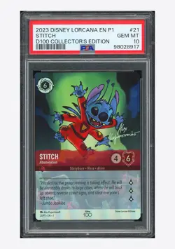 Disney Lorcana PSA 10 Stitch Promo 2023 21/P1 D100 Collector's Edition English - Image 1