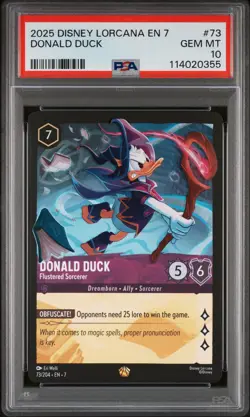 2025 DISNEY LORCANA EN 7 #73 DONALD DUCK - FLUSTERED SORCERER PSA 10 - Image 1